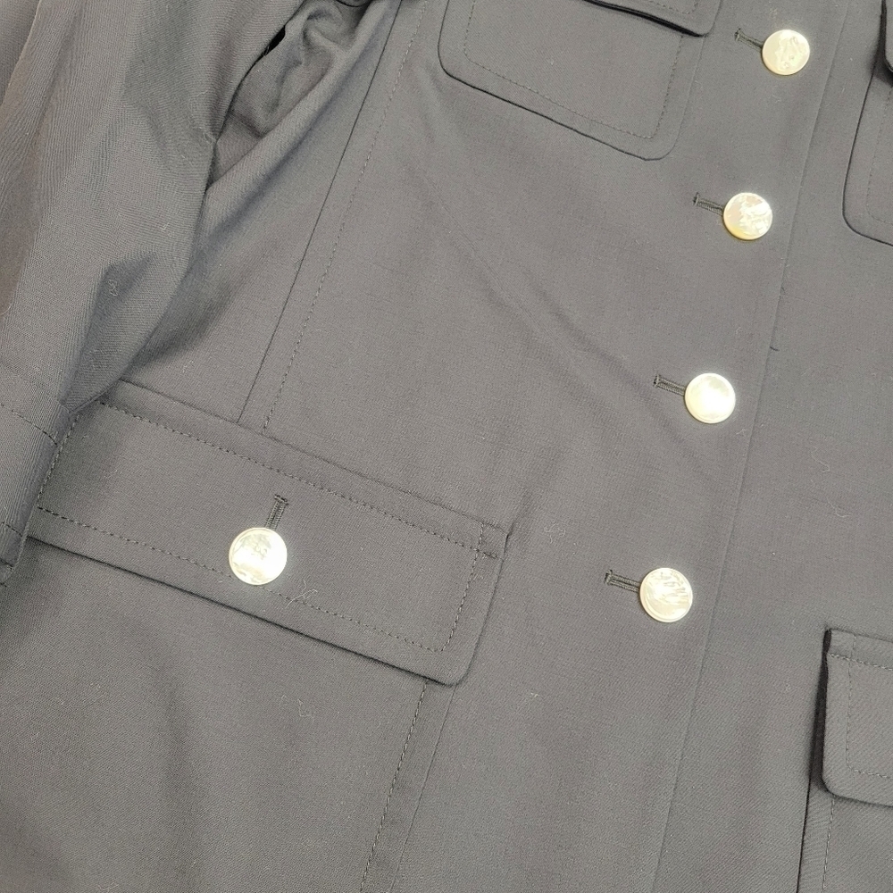 NEW Carlisle Black Stretch Wool Stand Collar Military Jacket Blazer Size 10 - Picture 8 of 12